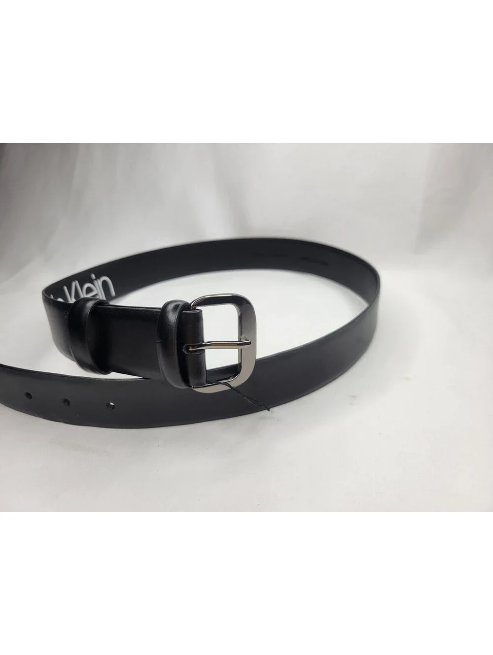 Calvin Klein Womens Black Leather Pant Belt Double Loop Sz Small **SEE DETAILS**